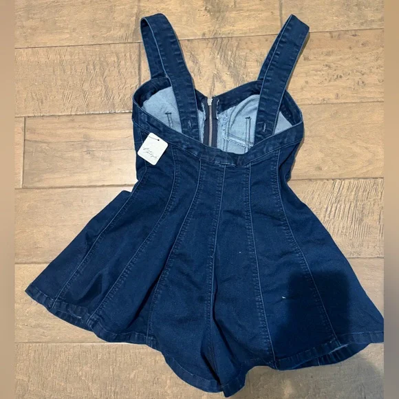 Free People Delancey Flare Denim Romper - Picture 6 of 6